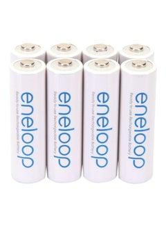 Pack Of 8 AA Rechargeable Batteries White