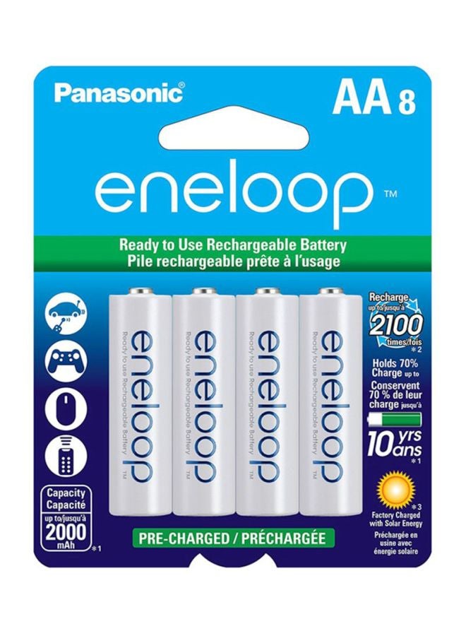 Panasonic - Pack Of 8 AA Rechargeable Batteries White - Image 1