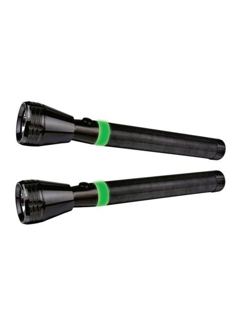 2 Pcs Rechargeable LED Torch  CorrosionWaterShock Resistant  Rechargeable Battery with Continuous Working of 4 Hours  Unbreakable Glass with Machined Aircraft Aluminum Body 19cm SLT-1011 Black 19cm