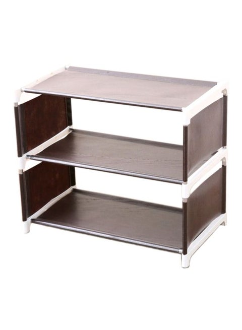3-Layer Cloth Shoe Rack Brown/White