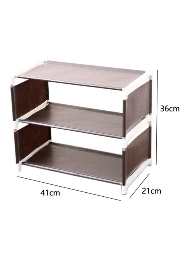 3-Layer Cloth Shoe Rack Brown/White