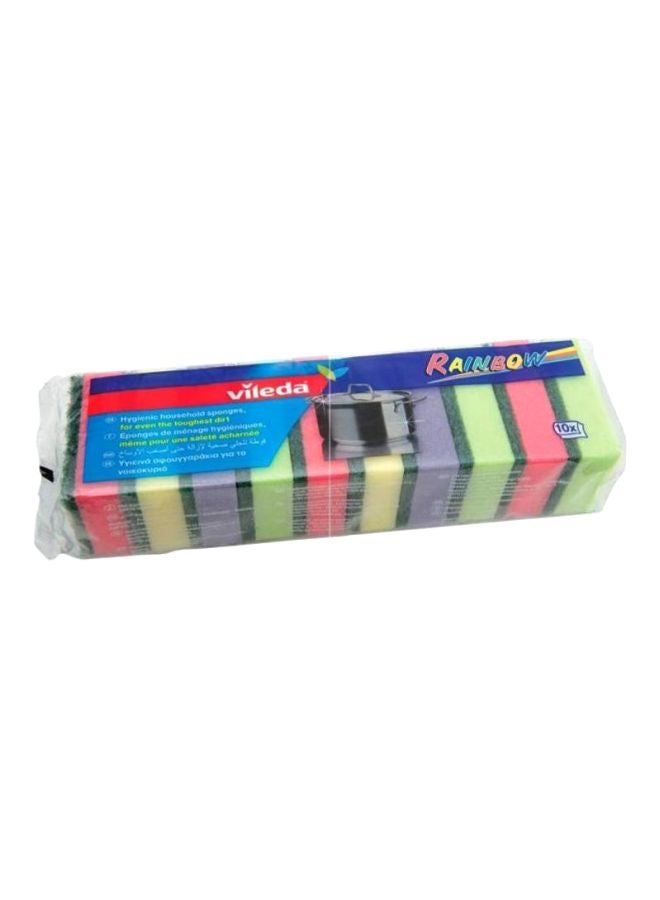 Vileda 10-Piece Dish Washing Scourer Multicolour 11.8x2.6x3.5inch - Image 2