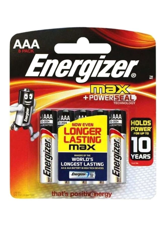 Energizer 8-Piece Max Powerseal Technology AAA Batteries Silver/Black