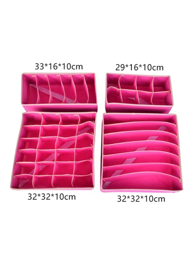 Sharpdo - Set Of 4 Multi-Grids Underwear Socks Storage Box Pink - Image 1