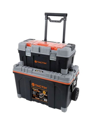 2-In-1 Rolling Tool Box Set Black/Grey/Orange Top - 56x28x25, Bottom - 64x38.3x41cm - v1616938071/N23575955A_1