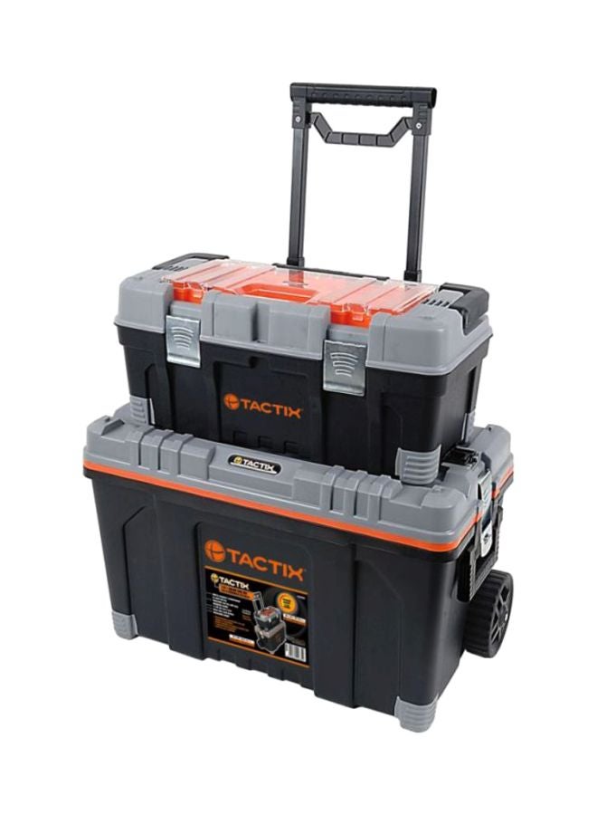 Tactix 2-In-1 Rolling Tool Box Set Black/Grey/Orange Top - 56x28x25, Bottom - 64x38.3x41cm  - Image 1