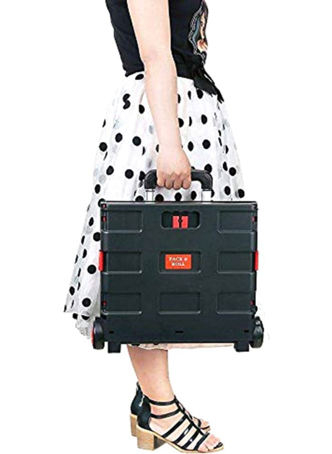 MARGOUN Foldable Shopping Trolley Crate Black/Red/Silver 36x36x38cm - Image 3