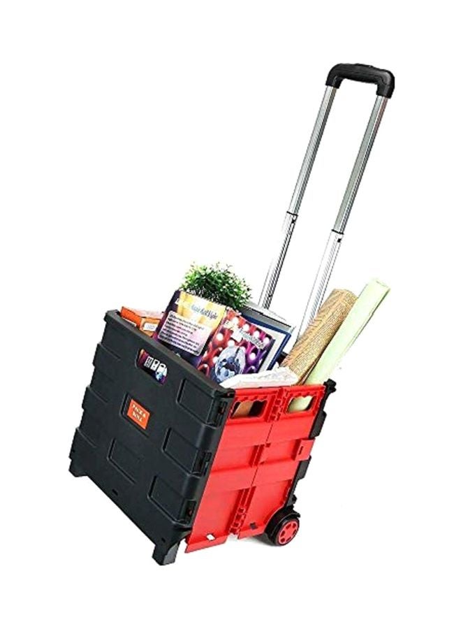 MARGOUN Foldable Shopping Trolley Crate Black/Red/Silver 36x36x38cm - Image 2