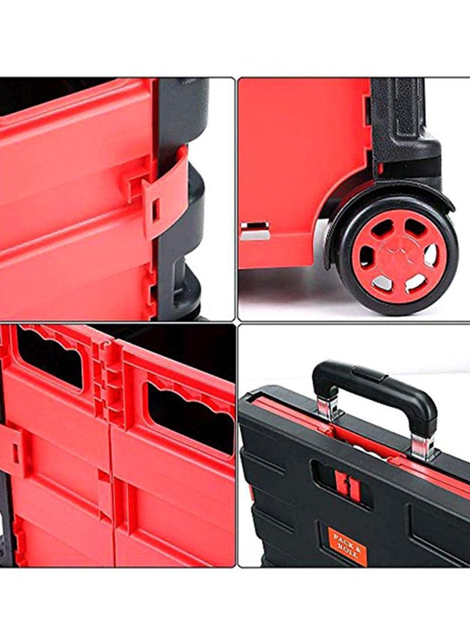 MARGOUN Foldable Shopping Trolley Crate Black/Red/Silver 36x36x38cm - Image 4