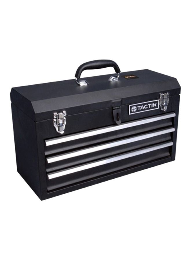 Tactix Tactix Steel Tool Chest, 20 Inch Metal Tool Box With 3 Drawers, Portable, Metal Latches, For Garage Office And Home Storage, Comfortable Handle-321102 Black 52x23x31cm  - Image 1