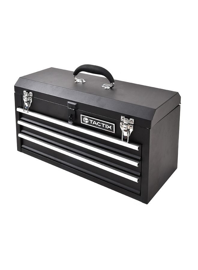 Tactix Tactix Steel Tool Chest, 20 Inch Metal Tool Box With 3 Drawers, Portable, Metal Latches, For Garage Office And Home Storage, Comfortable Handle-321102 Black 52x23x31cm  - Image 2