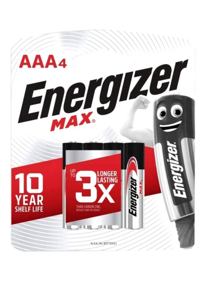 إنرجايزر طقم بطّاريّات قلويّة ماكس من النوع AAA مكون من 4 قطع فضي / أسود / أحمر - Image 2