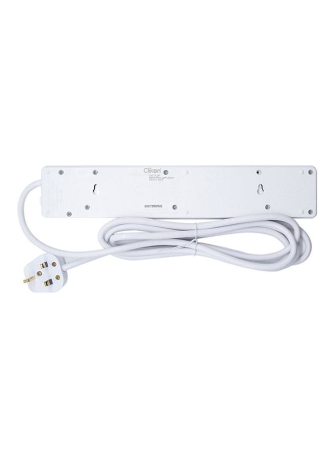 كليكون وصلة كهربائية بخمسة منافذ أبيض/أزرق 5متر - Image 4