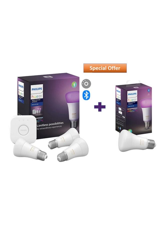 Philips PHILIPS Hue White and Colour Ambiance Starter Kit + 1 White and Colour Ambiance Bulb BUNDLE PACK White 21x21x11.6cm 