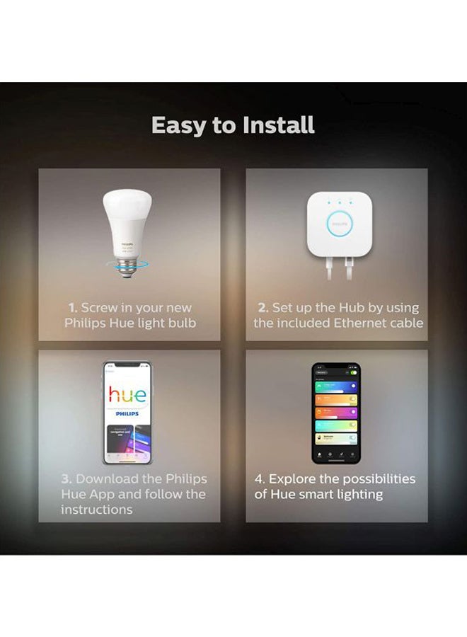 Philips - PHILIPS Hue White and Colour Ambiance Starter Kit + 1 White and Colour Ambiance Bulb BUNDLE PACK White 21x21x11.6cm - Image 1
