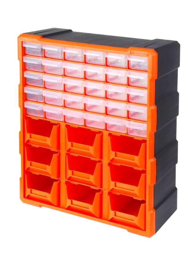 Tactix 30-Drawer Storage Bin With 9 Tray - Ideal For Organizing Small Items, Crafts, Tools And Accessories - Dimensions: 38.5D X 48.5W X 16H Cm - For Home, Garage And Workshop- 320644 Orange/Black  - Image 1