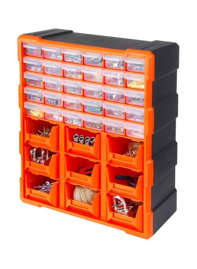 Tactix 30-Drawer Storage Bin With 9 Tray - Ideal For Organizing Small Items, Crafts, Tools And Accessories - Dimensions: 38.5D X 48.5W X 16H Cm - For Home, Garage And Workshop- 320644 Orange/Black  - Image 2