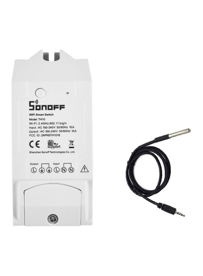 SONOFF - TH10 WiFi Smart Switch Remote Controller Temperature And Humidity Sensor White/Black 13.5x6x9cm - Image 1
