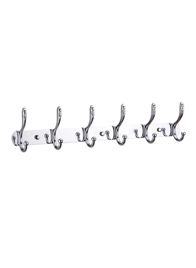Sharpdo - Wall Hanger With 6 Hooks Silver 45x13cm - Image 1