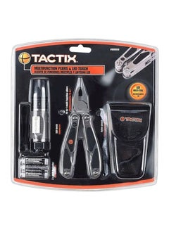 Multi-Functional Pliers With Led Torch And Nylon Pouch Edc Multi Tool, Gifts For Men, Survival, Hunting, Hiking And Camping Gear, Black- 900056 Black/Silver