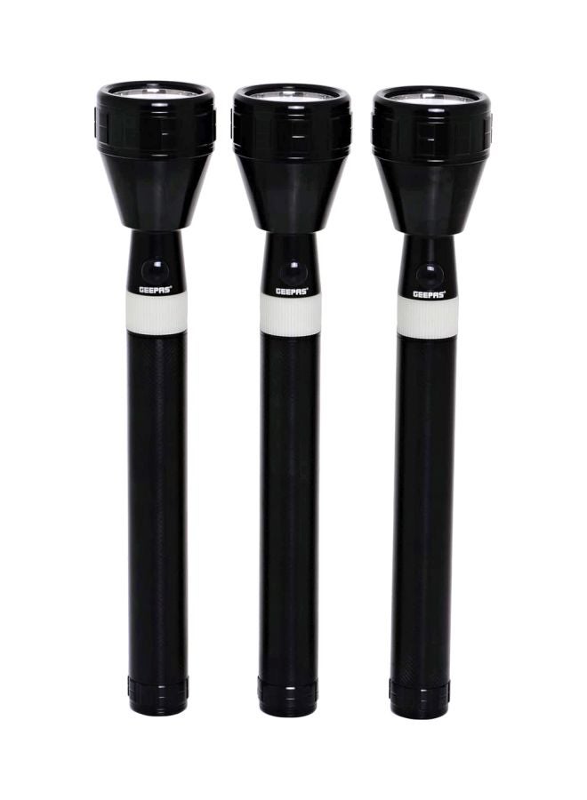 GEEPAS - 3-Piece Rechargeable LED Flashlight Set Black/White - Image 1