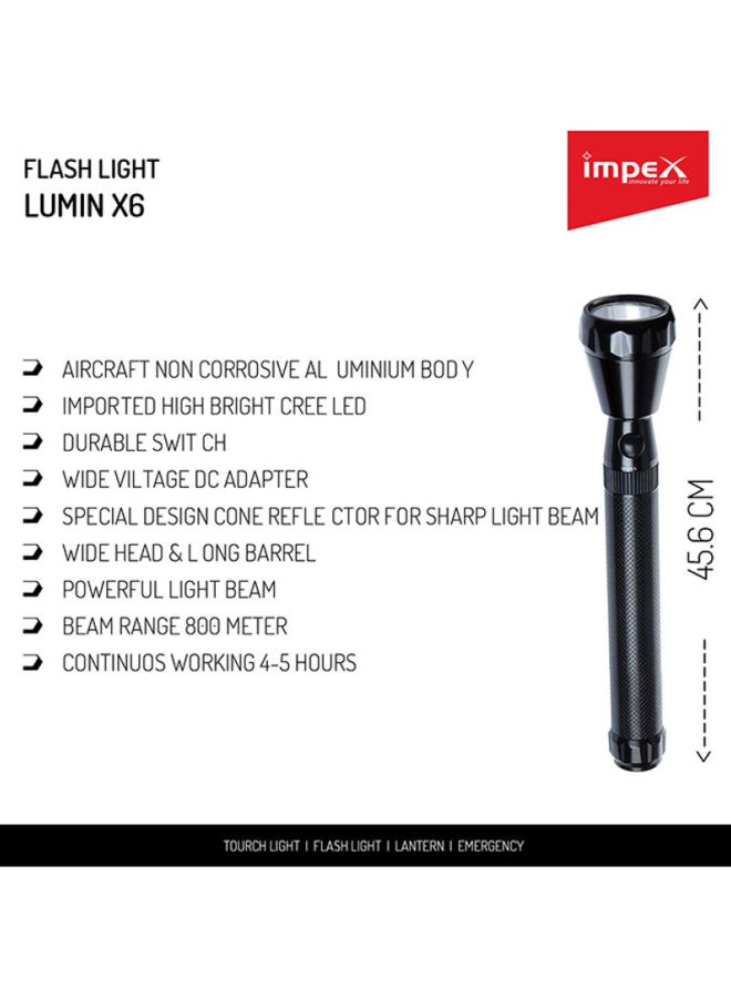 Impex Rechargeable LED Handheld Flashlight Torch Black 438x158x95mm  - Image 5