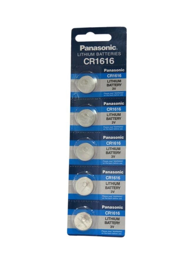 Panasonic 5-Piece CR1616 Lithium Battery Silver - Image 1