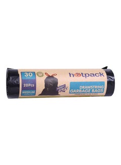 Hotpack 20-Piece Heavy Duty Drawstring Garbage Bag Set Black 60x90cm  - Image 1