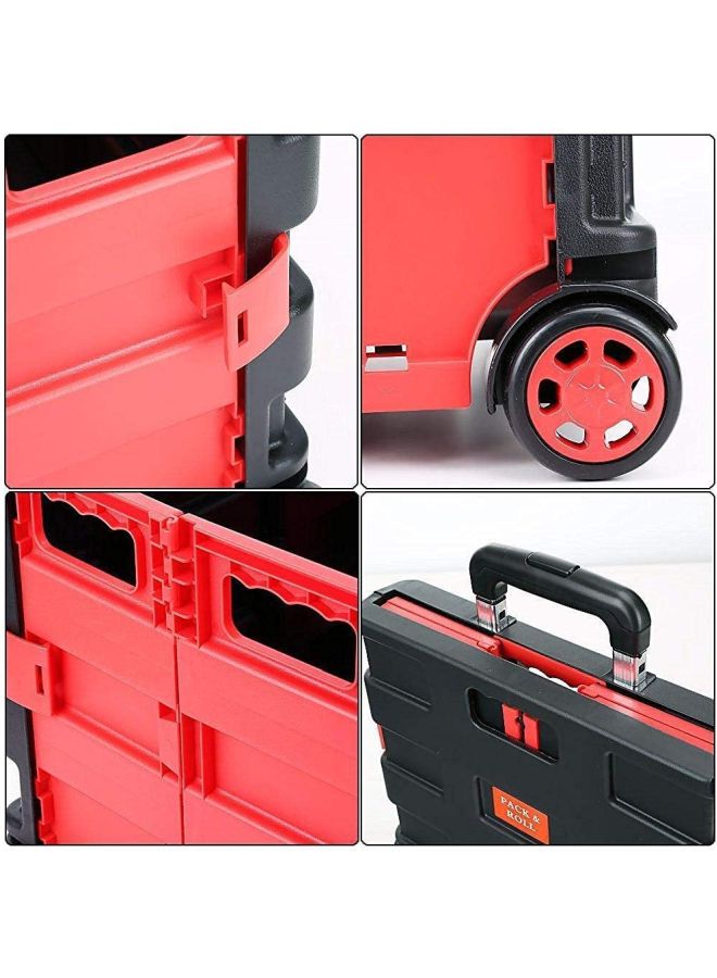 MARGOUN Foldable Shopping Storage Cart Red/Black  - Image 5