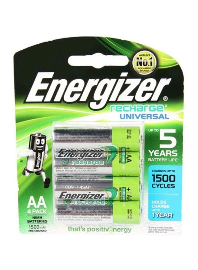 Energizer 4-Piece AA Battery Set Silver/Green