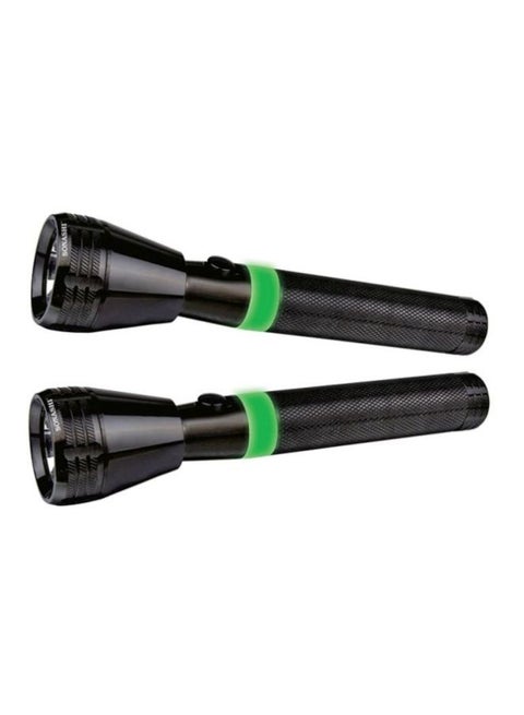 2 Pcs Rechargeable LED Torch  CorrosionWaterShock Resistant  Rechargeable Battery with Continuous Working for 3 Hours  Unbreakable Glass with Machined Aircraft Aluminum Body 17cm SLT-1010 Black 17cm