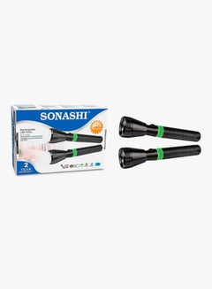 SONASHI 2 Pcs Rechargeable LED Torch  CorrosionWaterShock Resistant  Rechargeable Battery with Continuous Working for 3 Hours  Unbreakable Glass with Machined Aircraft Aluminum Body 17cm SLT-1010 Black 17cm  - Image 3