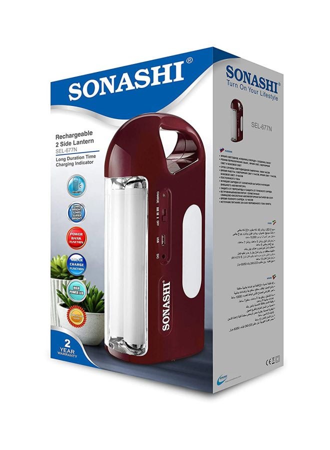 Rechargeable Emergency Lantern with Sidelights  Unbreakable and Durable Design  BuiltIn Battery with Overcharge Protection  Ideal for Camping and Hiking SEL-677N Maroon/Clear