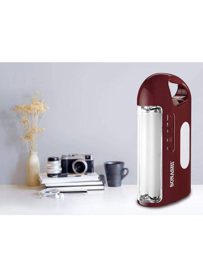 Rechargeable Emergency Lantern with Sidelights  Unbreakable and Durable Design  BuiltIn Battery with Overcharge Protection  Ideal for Camping and Hiking SEL-677N Maroon/Clear