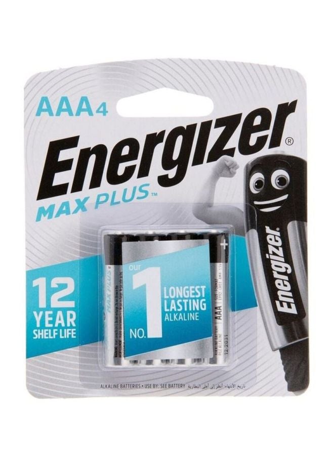 Energizer 4-Piece Max Plus AAA Alkaline Batteries Set Silver/Black 