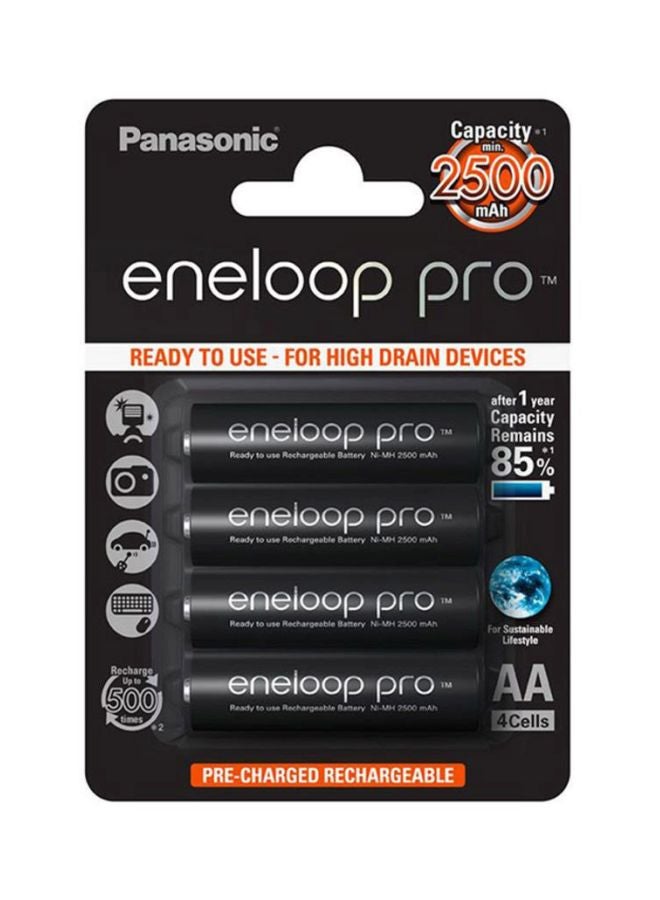Panasonic 4-Piece Eneloop Pro Aa Rechargeable Batteries Black - Image 2
