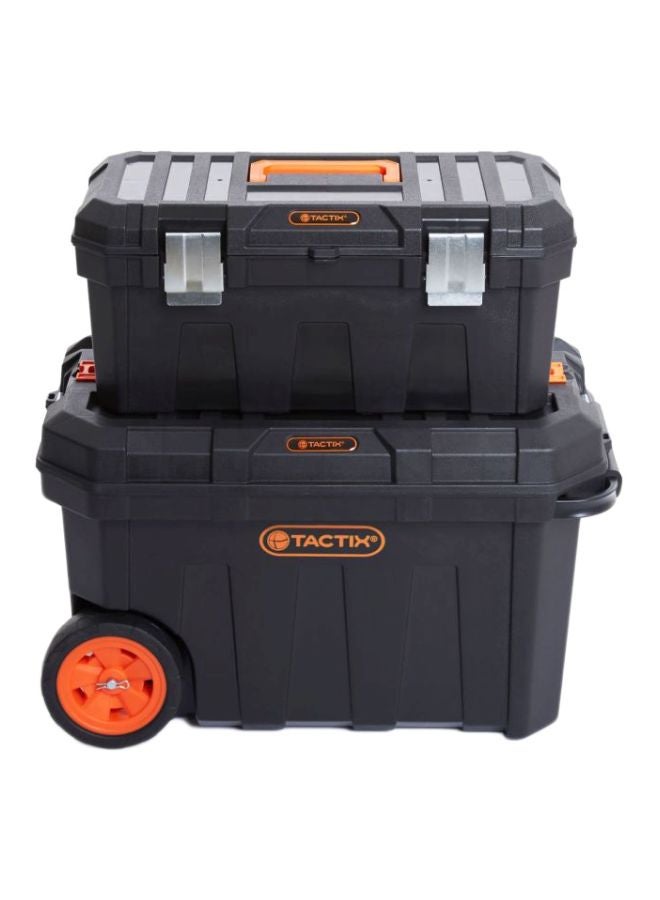 Tactix - Tactix 24 Inches Portable Tool Box with Wheels - Stackable 2-in-1 Tool Chest, Carried Tray In Top, Pull out steel handle, Heavy duty latches,320310 - Image 1