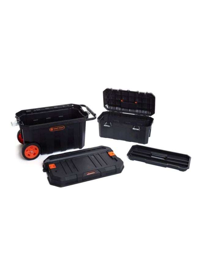 Tactix - Tactix 24 Inches Portable Tool Box with Wheels - Stackable 2-in-1 Tool Chest, Carried Tray In Top, Pull out steel handle, Heavy duty latches,320310 - Image 1
