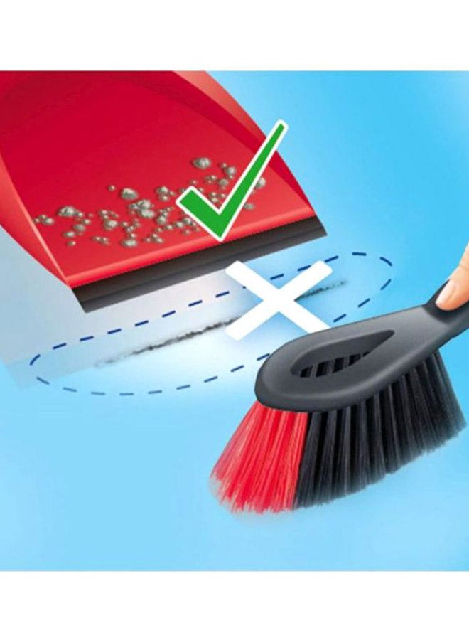 2x1 Short Handle Dustpan Standard – Dustpan And Brush, Ultra-Thin Black Fibers,  Red Fibers, Ergonomic, Versatile, - Red & Black (25 x 5 x 35 cm) Red/Black/Grey - v1616938194/N12824871A_5