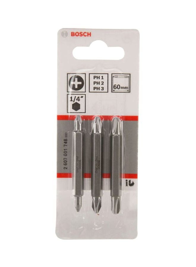 BOSCH PH2 Double Ended Bit (Pack of 3) Silver
