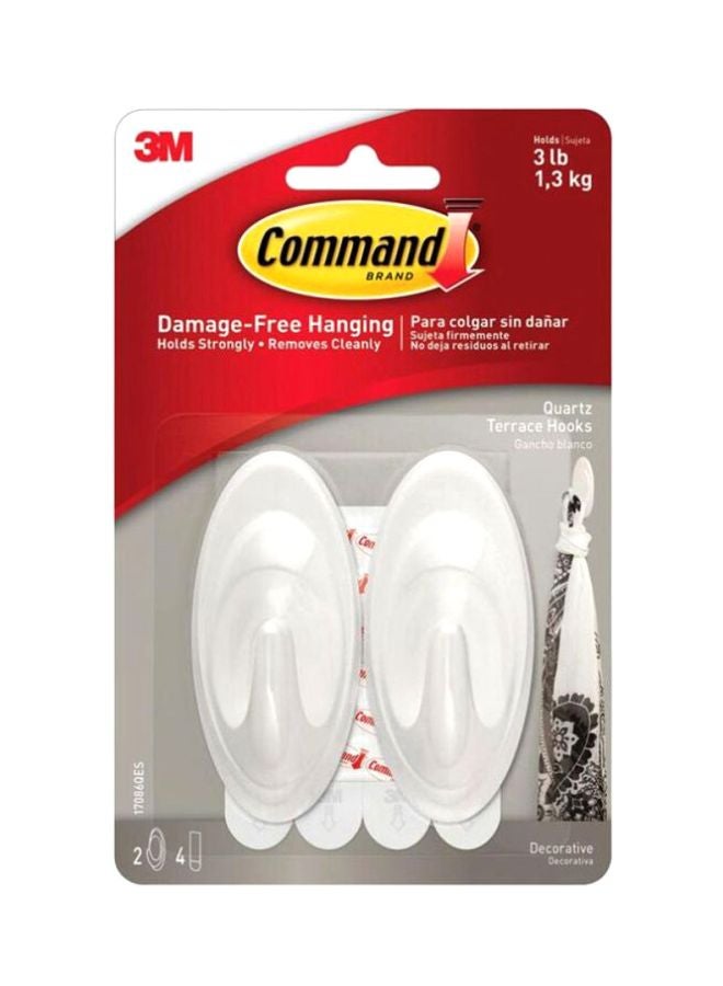 3M 2-Piece Command Quartz Terrace Hook White - Image 2