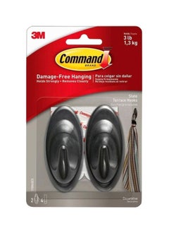 Command Slate Terrace Medium Hooks With Strip Set Black 3mm