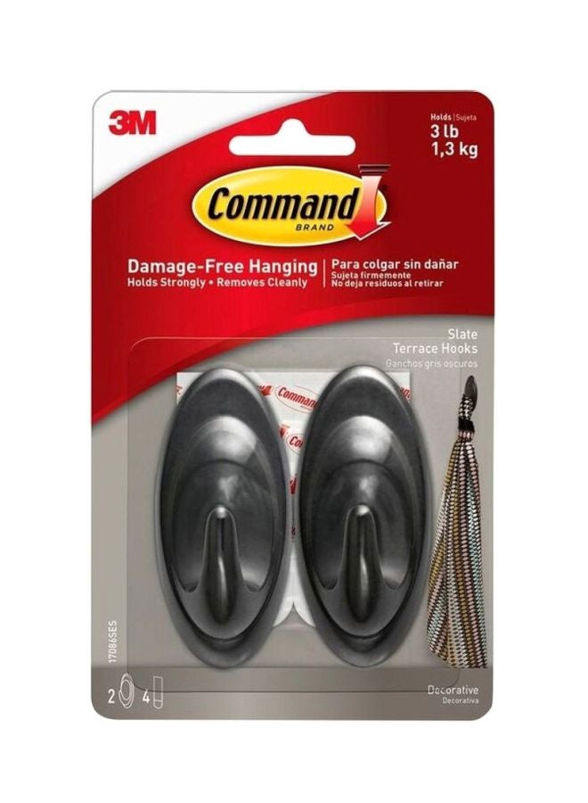 3M - Command Slate Terrace Medium Hooks With Strip Set Black 3mm - Image 1