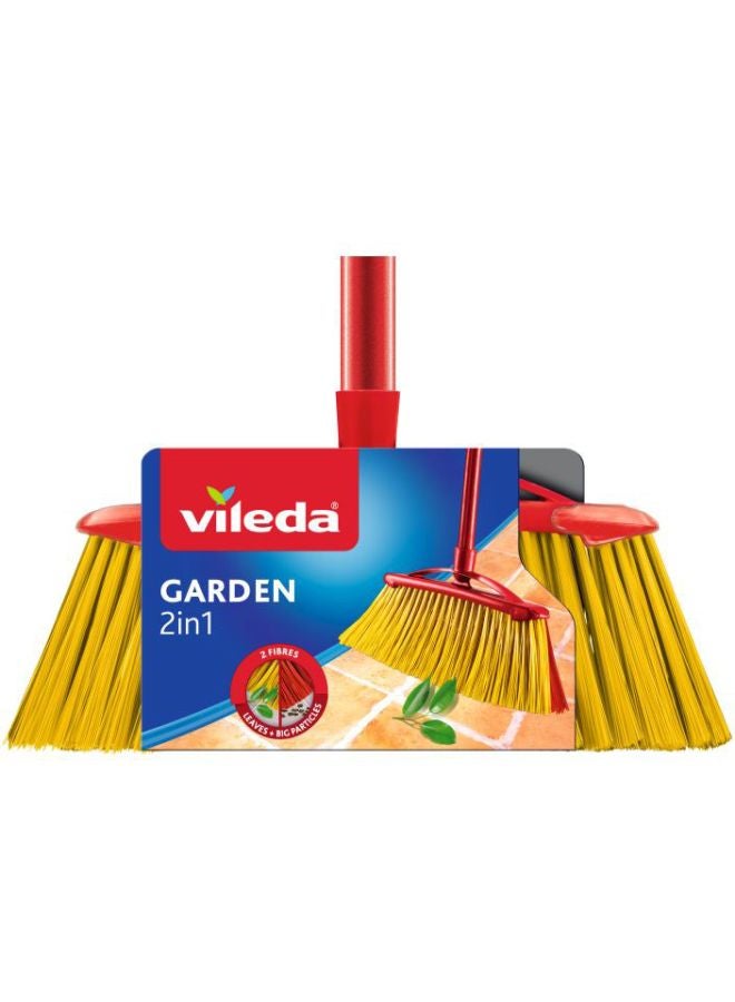 Vileda 2 in 1 Outdoor Floor Broom With Stick Red/Yellow - Image 2