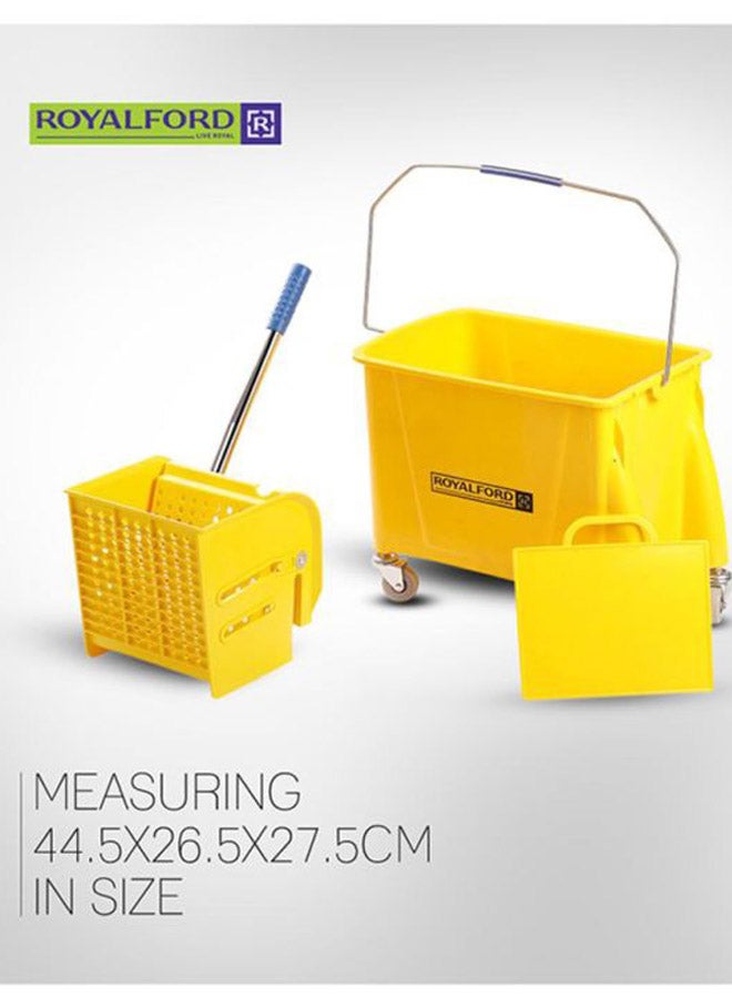 Royalford - Royalbright Professional Mop Wringer Trolley 24L 360掳 Rotating Wheels46.5X27.528.5Cm Pp Body With Ss Handle Multicolor Yellow 24Liters - Image 1
