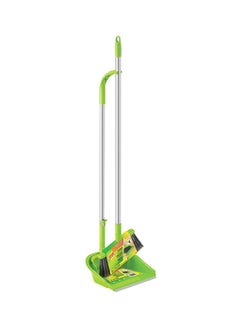 3M 2-Piece Dustpan And Broom Set Silver/Green 3meter  - Image 1
