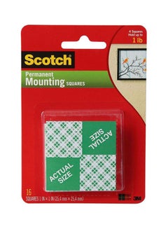 3M 16-Piece Scotch Permanent Mounting Squares Multicolour 2.5cm  - Image 1