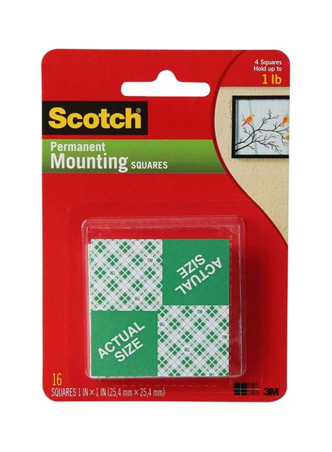 3M - 16-Piece Scotch Permanent Mounting Squares Multicolour 2.5cm - Image 1