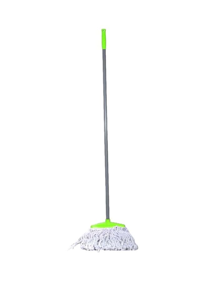 Royalford - Cotton Mop Head With Iron Pole Silver Stick, Silver Top/ White Mop 14cm - Image 1