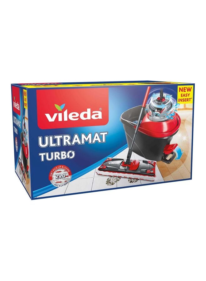 Vileda - 2-In-1 Ultramat Turbo Mop And Bucket Red/Black 51x132x21.5cm - Image 1